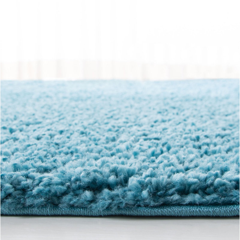 Jiang Shag Turquoise Area Rug, Rectangle 6' x 9'