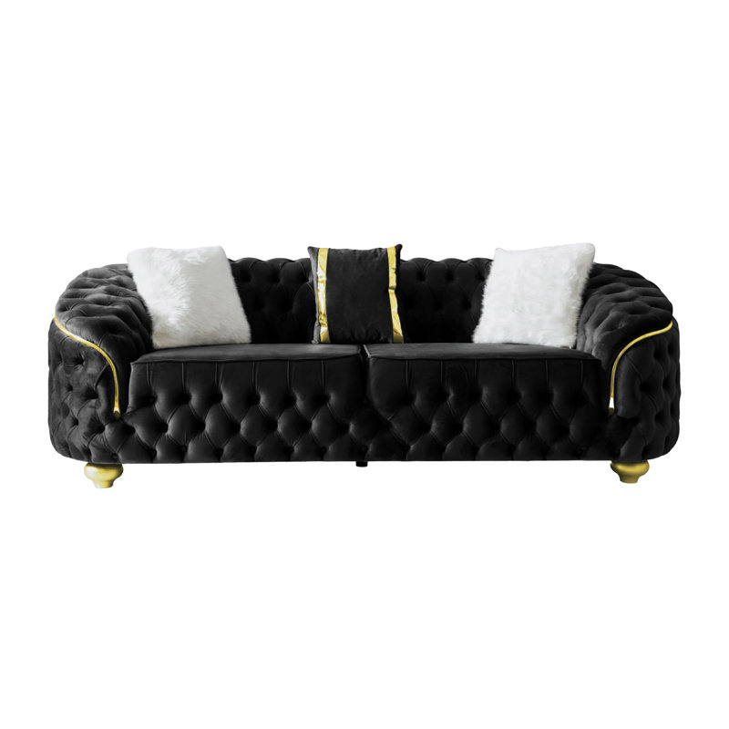 Canapé Gonda, Noir, H 34 po x l 91 po x P 36 po 