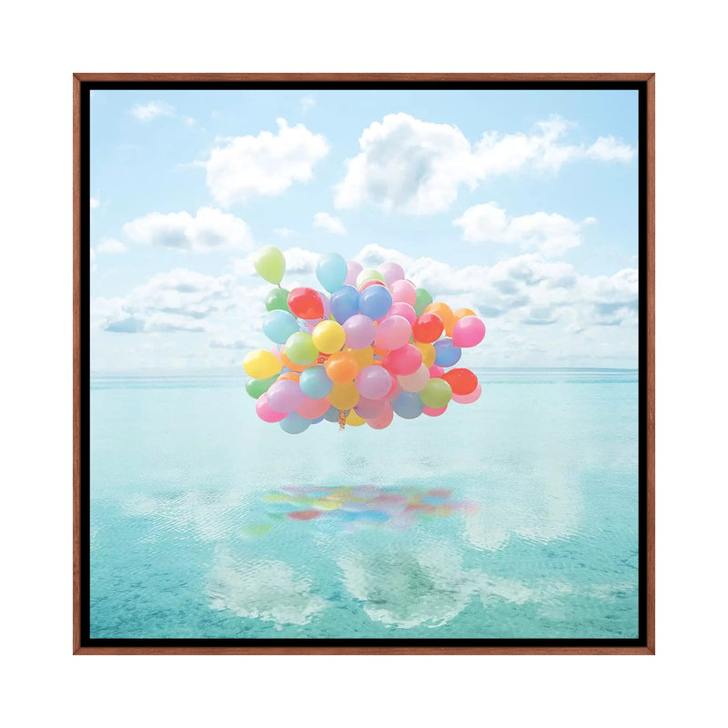 Dancing on Water par Erin Summer-impression d’art graphique, Pas de tapis, Toile avec cadre en bois brun classique