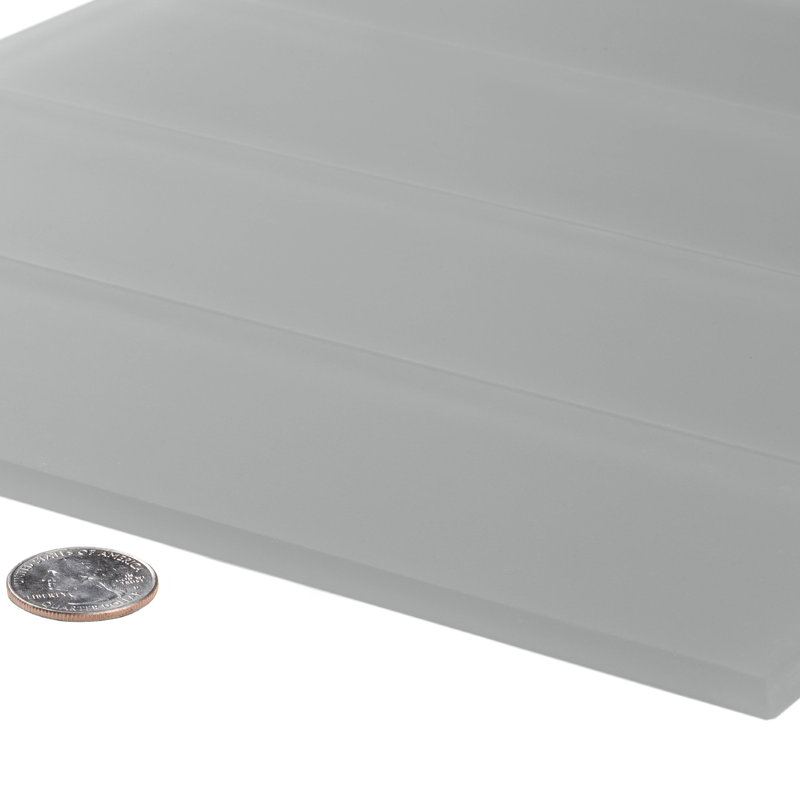 12'' x 3'' Glass Subway Wall Tile, Gray