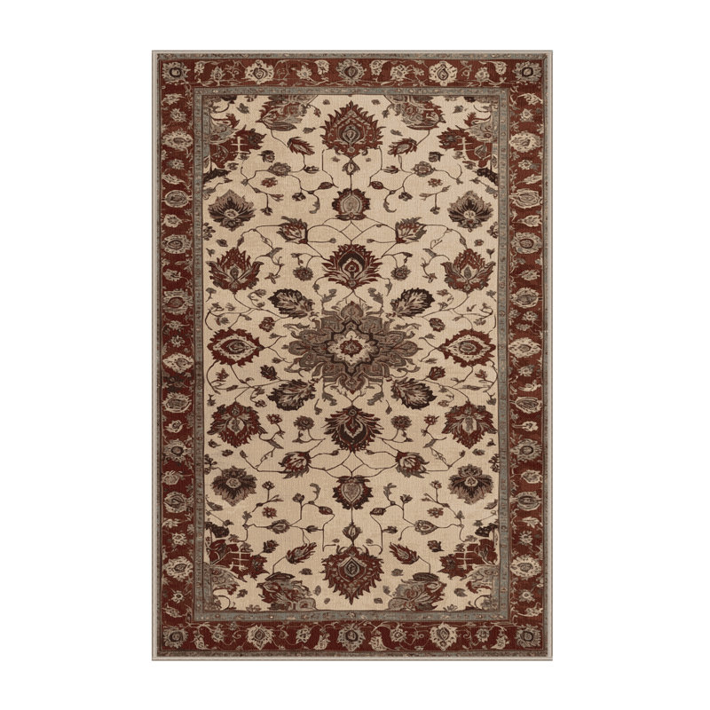 Machine Washable Persian Brown Area Rug, Rectangle 6' x 9'