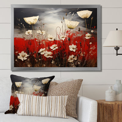 " Crimson Blooming Flowers Field "
