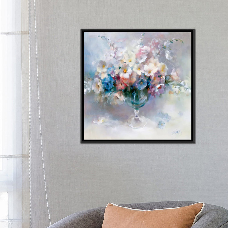 «Crystal Flowers», reproduction sur toile, H 18 po x l 18 po x P 1,5 po, Toile avec cadre noir, Pas de tapis
