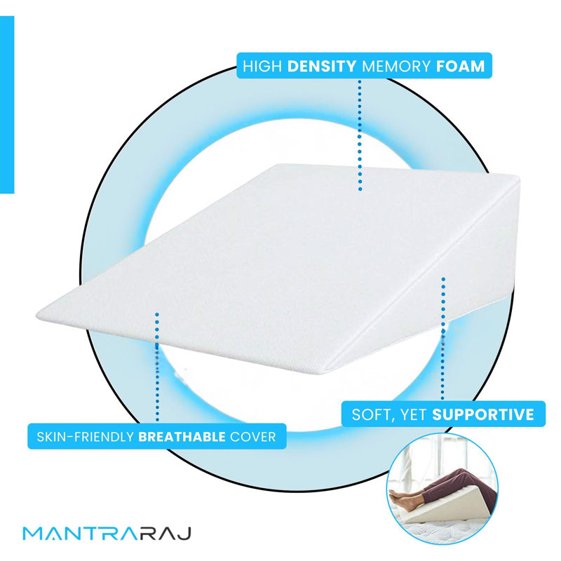  Large Bed Wedge Pillow Memory Foam Top Reduce Back Pain, Snoring Acid Reflux And Respiratory Problems
