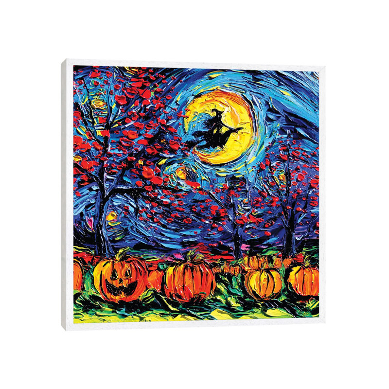 Starry Halloween 1 Piece Painting on Canvas, 45.72 cm H x 45.72 cm W, White Framed Canvas