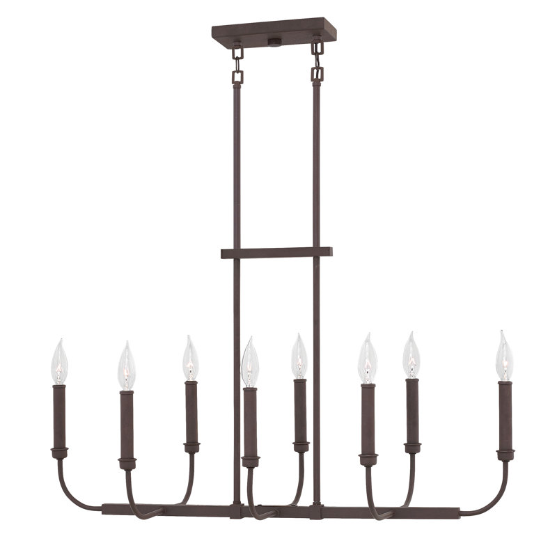 Alister 8-Light Kitchen Island Linear Pendant, Buckeye Bronze