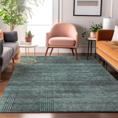 Tapis bleu sarcelle lavable à la machine Premium Prisco