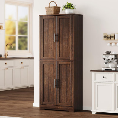 Kitchen Pantry Cabinet, Pantry Storage Cabinet With Doors And Shelves, 70" Freestanding Cupboard, Modern Tall Cabinet For Bathroom by Winston Porter