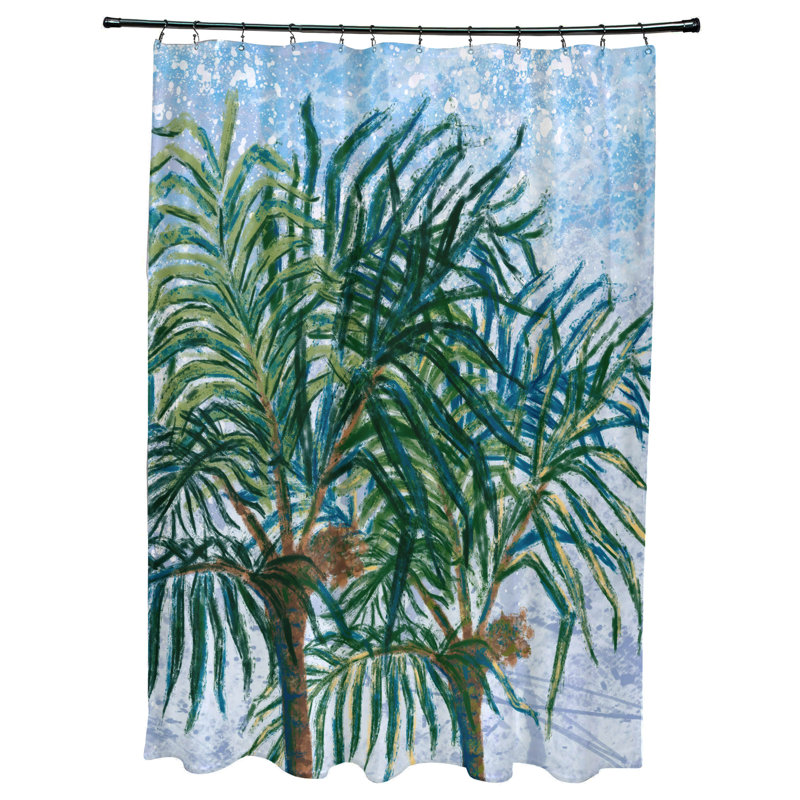 Rideau de douche simple Widger Palms, Bleu pâle