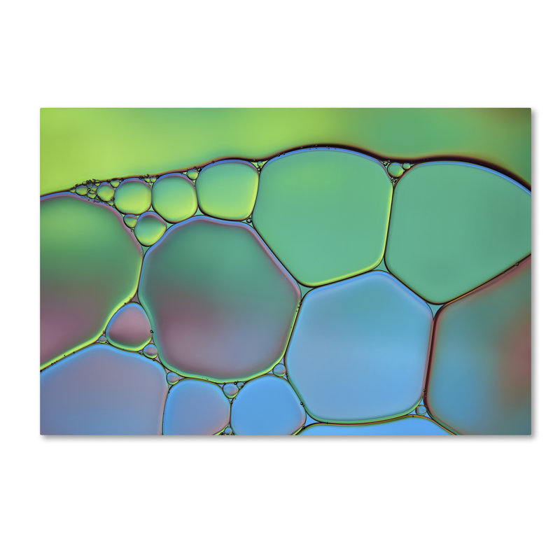 «Lime Green and Blue Stain Glass», reproduction de photo sur toile tendue, H 16 po x l 24 po x P 2 po