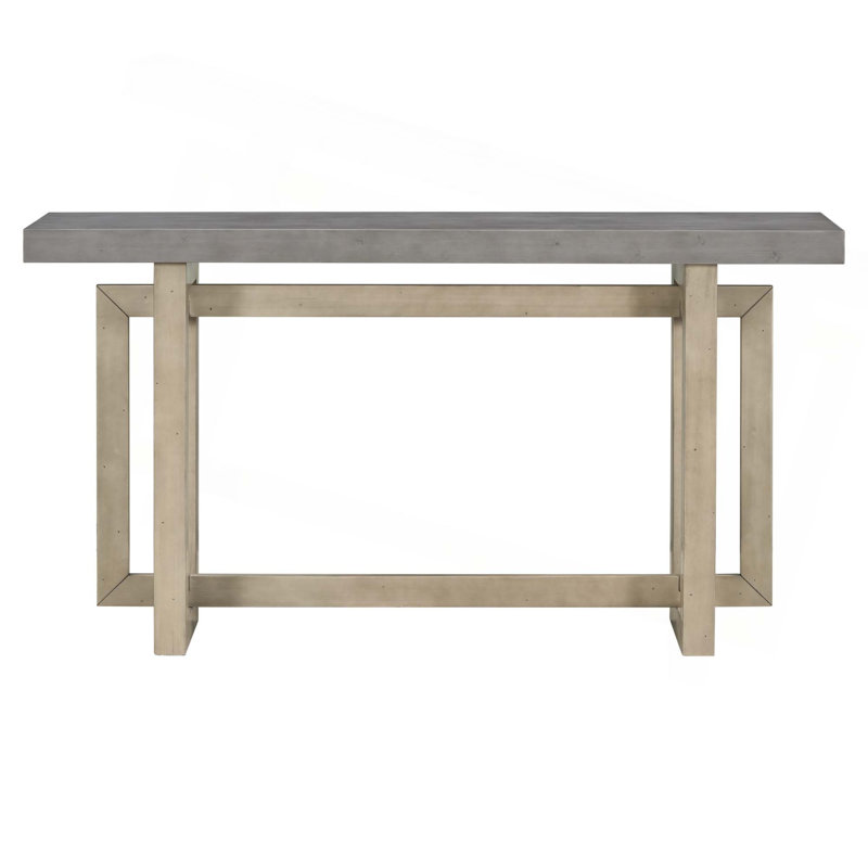 59.1'' Painted Entryway Table With Pine Veneer,Unique Triple Rectangle Design Console Table With Thick Pine Wood Legs, Gray
