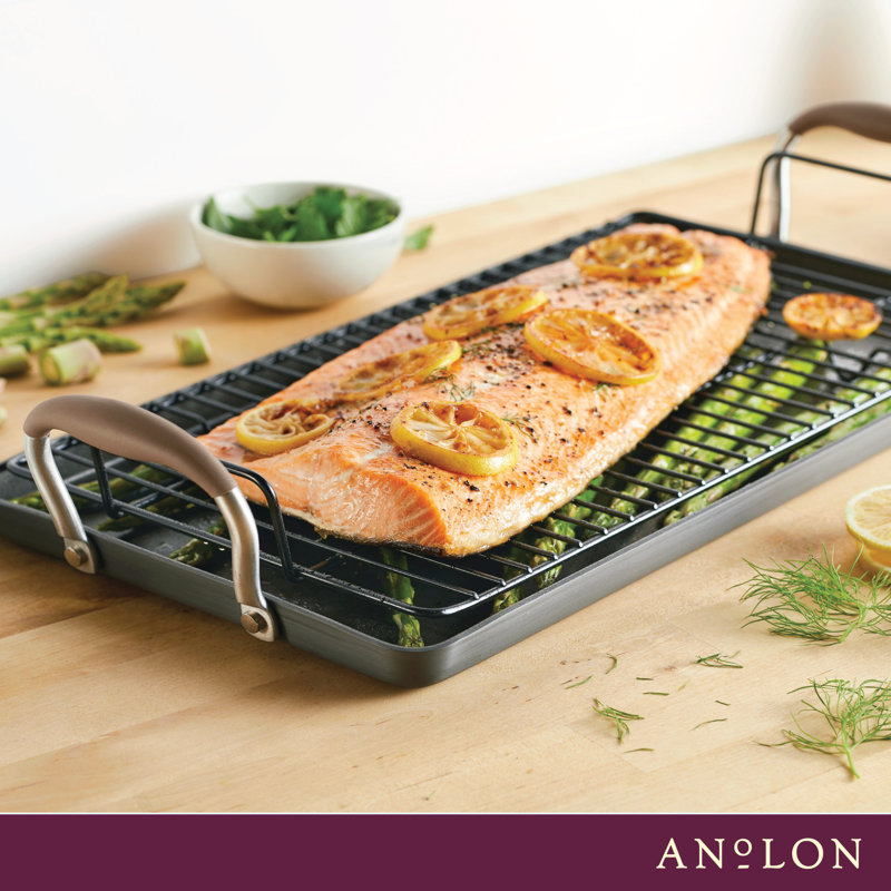 Anolon Advanced Home Hard Anodized Nonstick Double Burner Griddle, 10 Inch X 18 Inch, Brown