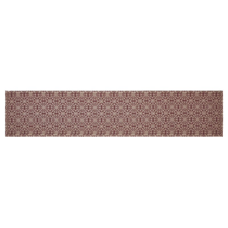  Custom House Rectangle Geometric Table Runner, 60" x 12", Tan/Red