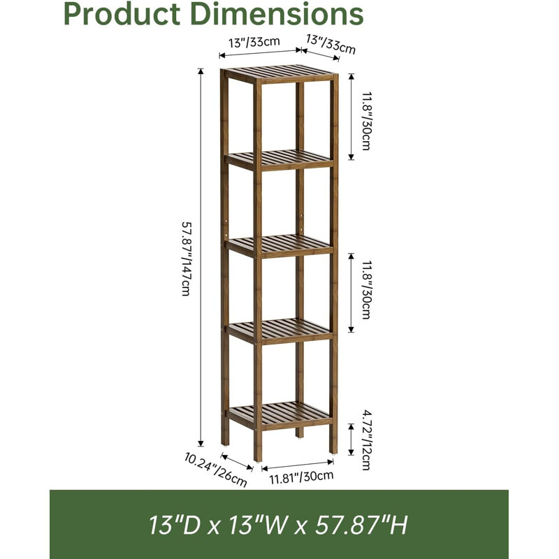 Bamboo Freestanding Bathroom Shelves, Walnut
