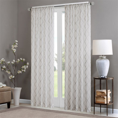 Elegant Diamond Sheer Window Curtain Panel With Embroidery, Perfect For Enhancing Home Decor And Allowing Soft Light