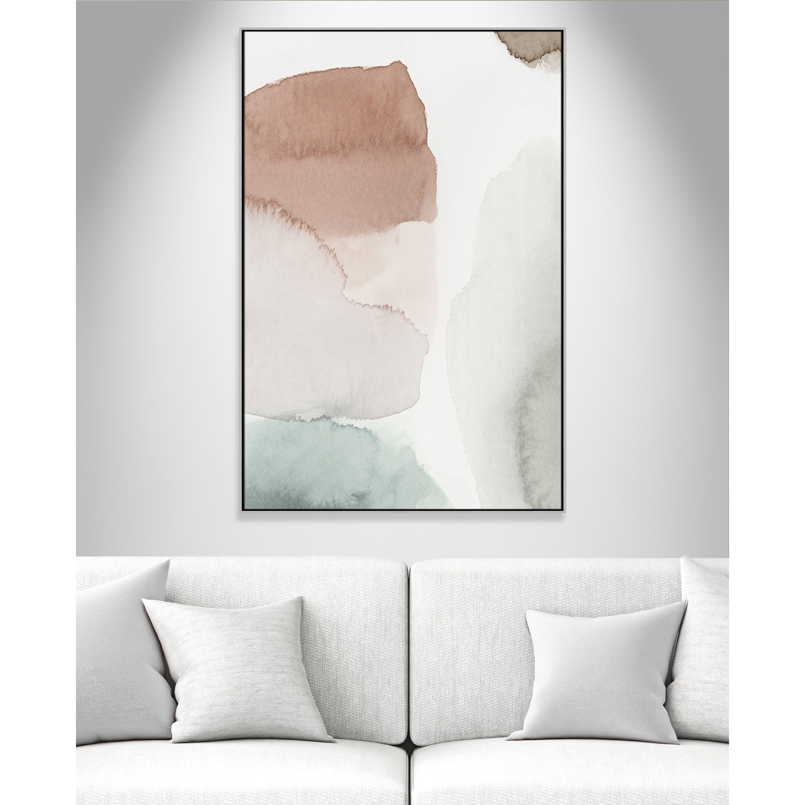 Weslyn "Hopeful II" Painting, 61.5" H x 41.5" W x 2" D, Silver Framed