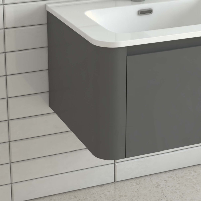 Wall Mounted Bathroom Vanity With Basin Floating Vanity Drawer Bathroom Cabinet With Ceramic Integrated Basin, 24"