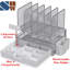 Organisateur de bureau en filet Houseware avec tiroir coulissant, plateau double et 5 sections verticales, argent