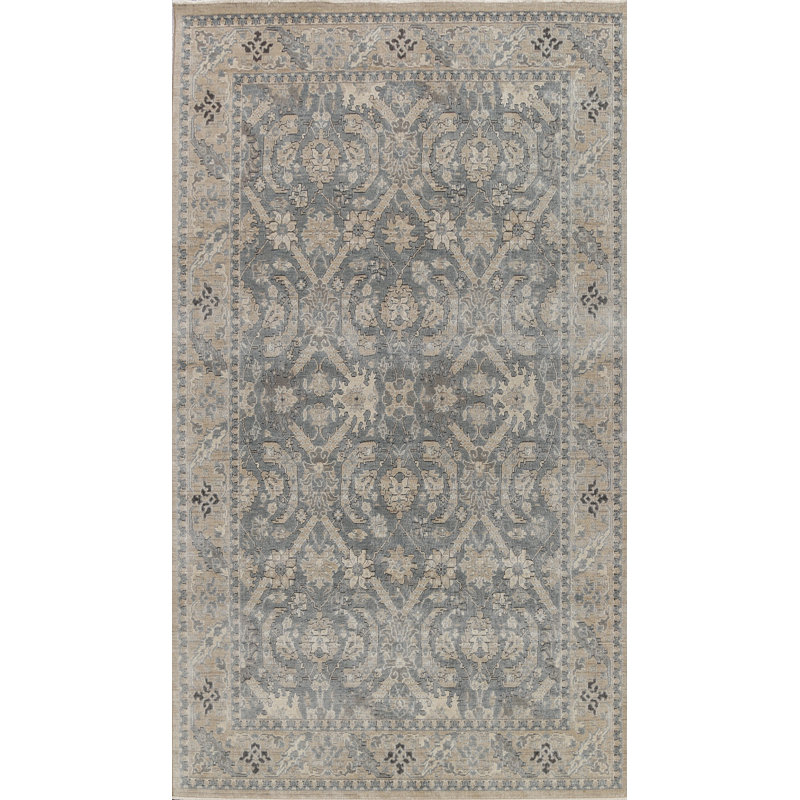Tapis bleu clair / ivoire en laine Ziegler