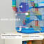 Cage à hamster 5 niveaux, transporteur d'animaux portable, bleu