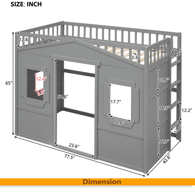 Lit mezzanine simple avec échelle, Gris