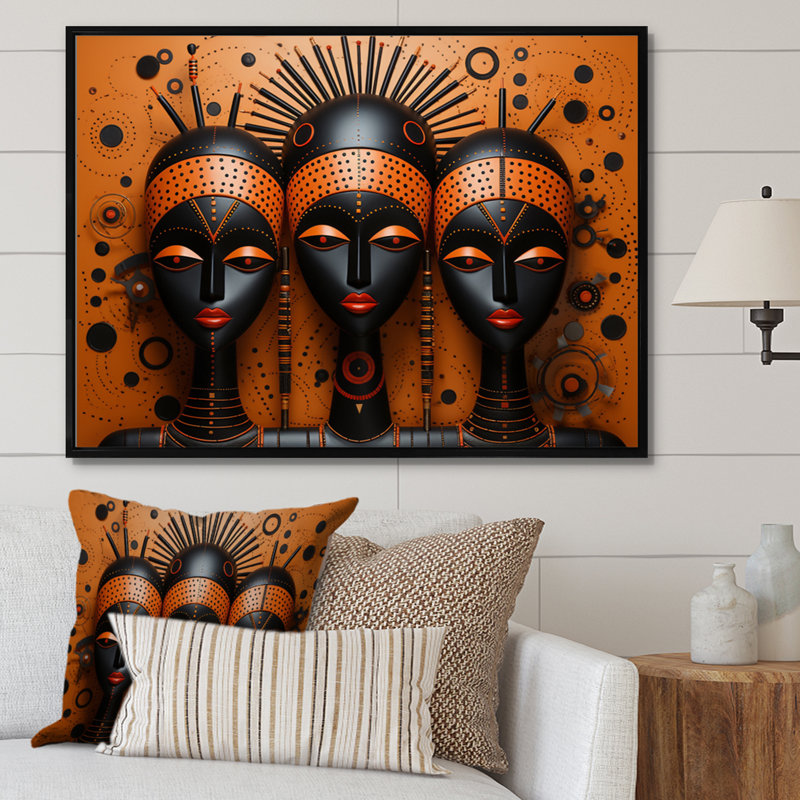 «African Tribal Rhythms IV - Tribal africain, reproductions encadrées, Cadre flottant noir, H 16 po x l 32 po x P 1 po
