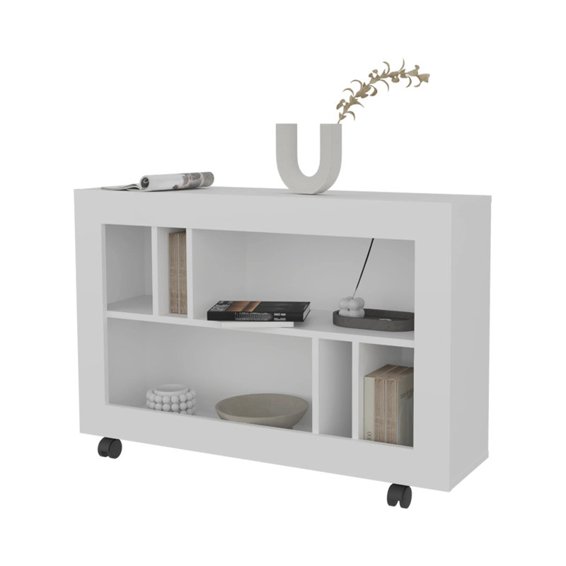 Wengue Console Table in Melamine with Open Storage, White