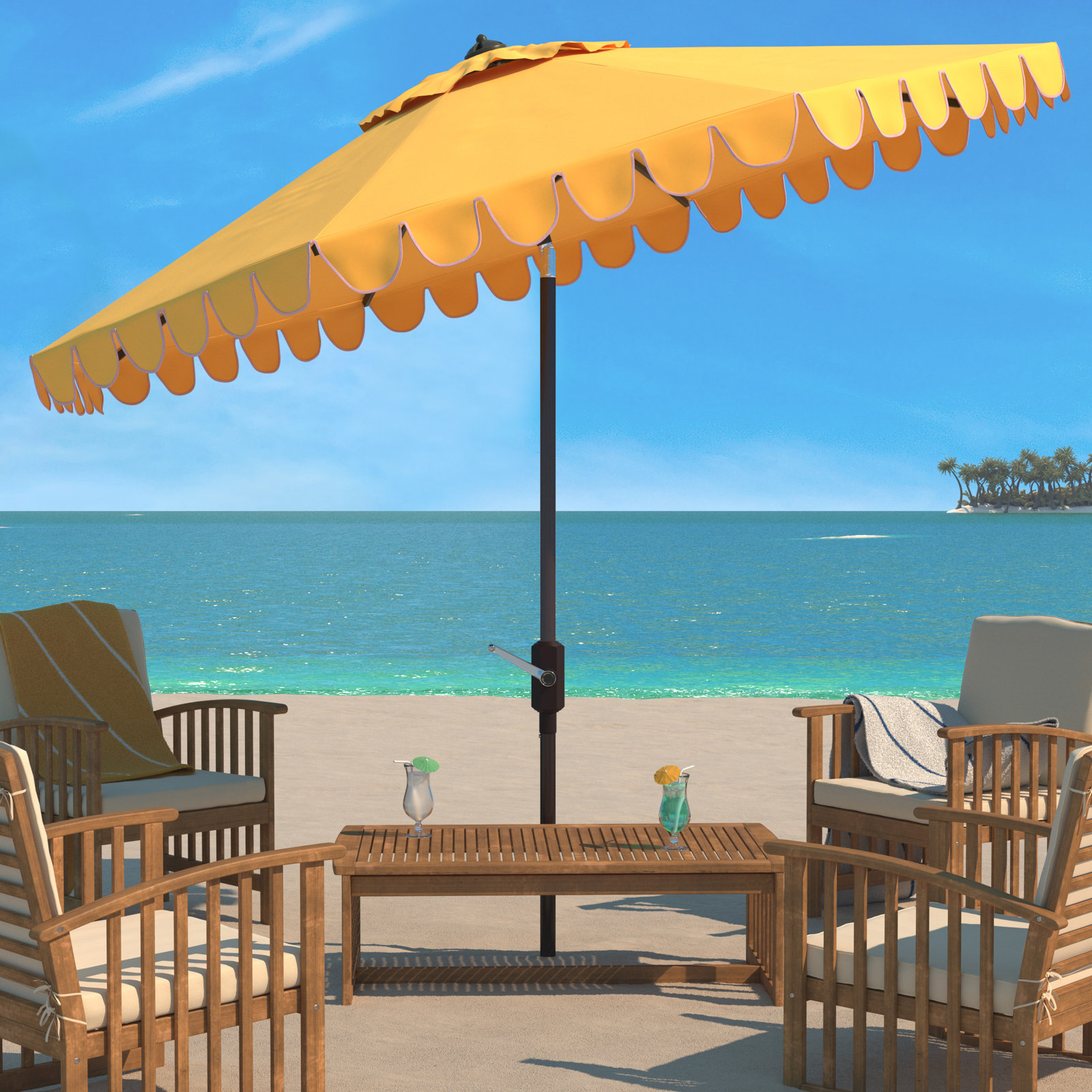 Teo 10.8' Umbrella, Yelow/White