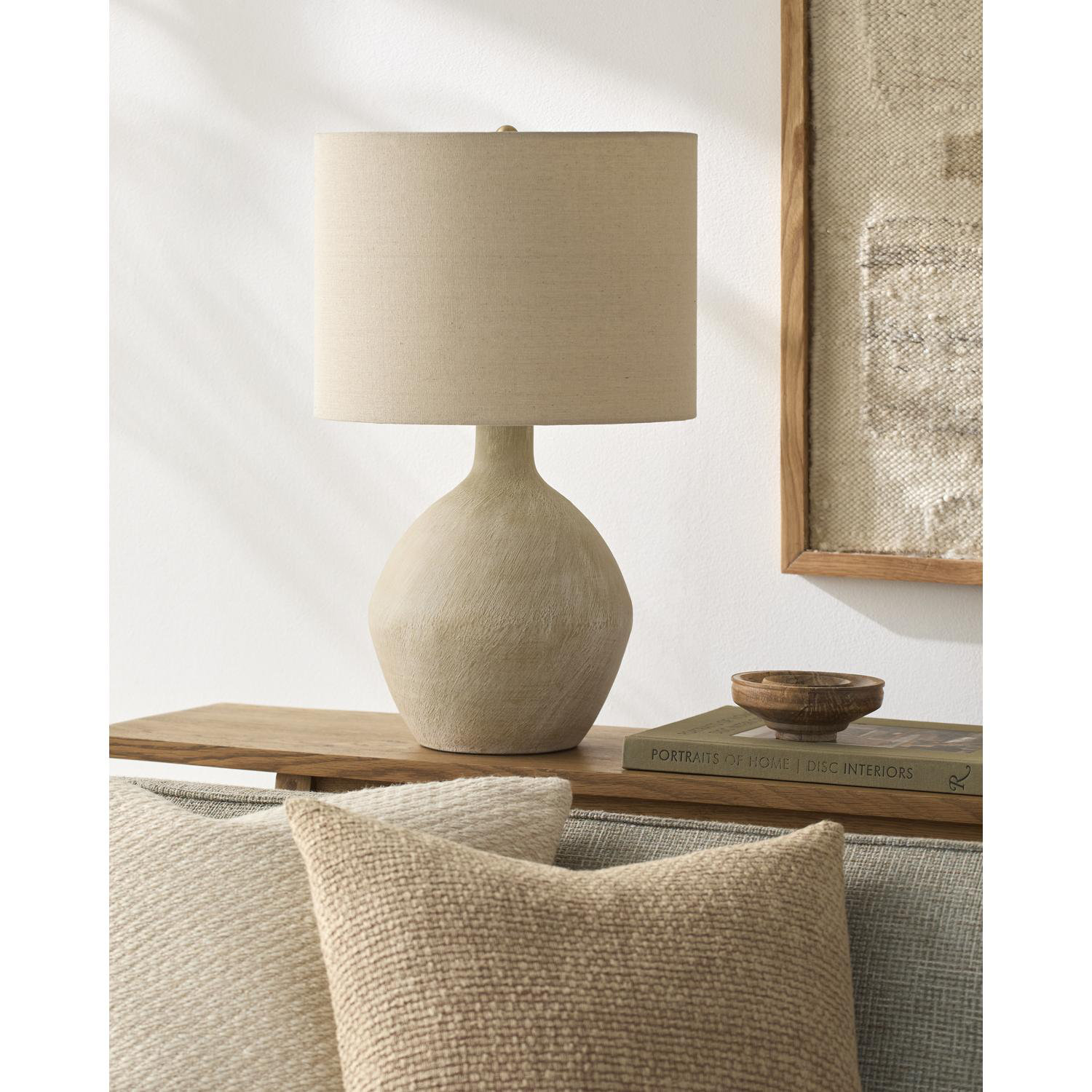 Ceramic Table Lamp, Beige, Beige