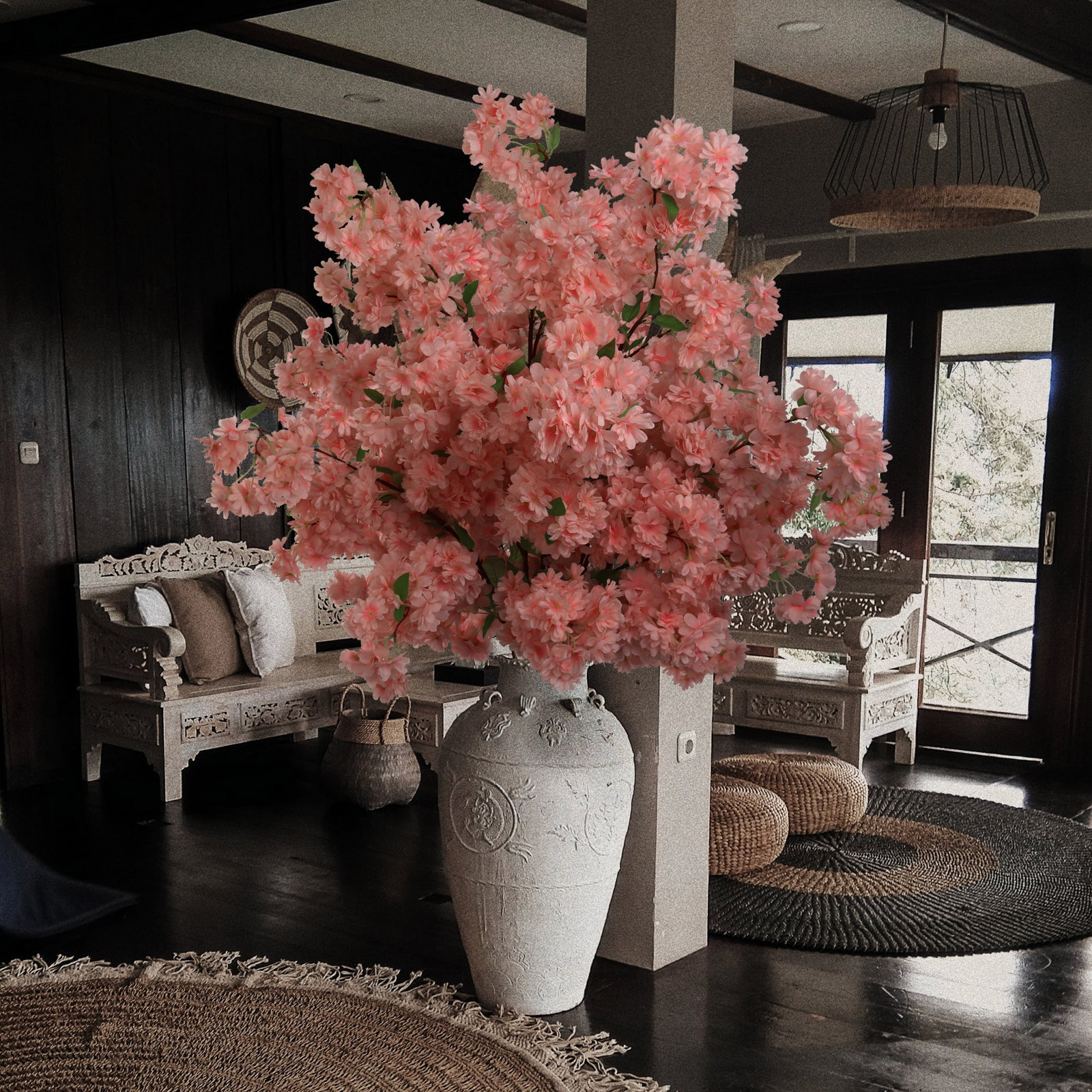 Cherry Blossom Silk Floral Arrangement, Light Pink