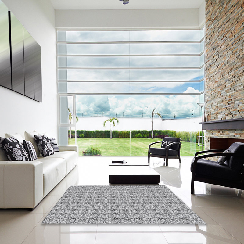 Tapis bleu / gris Power Loom, Carré 8 pi