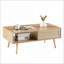 Table basse de rangement rectangulaire avec tiroir texturé - Pieds en bois massif, capacité de charge de 220 lb pour le salon