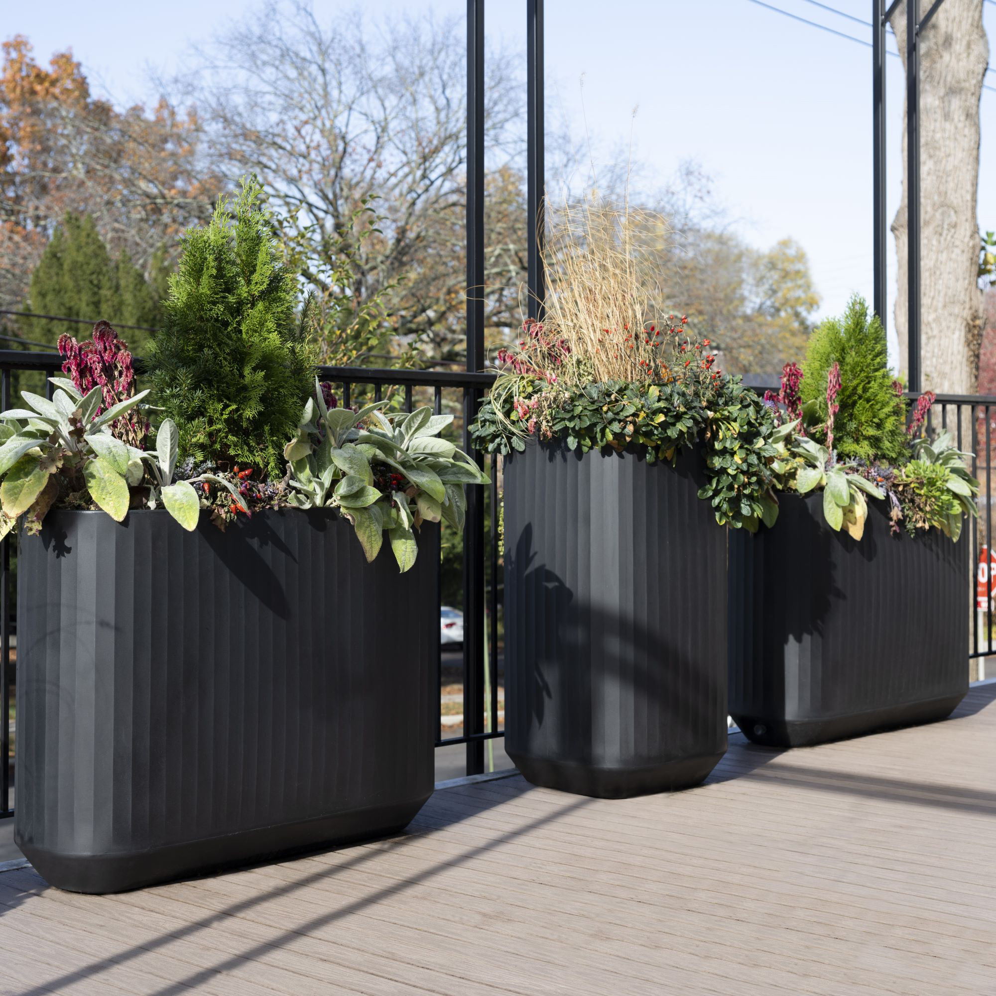 Mod Self Watering Plant Box, Caviar Black, 20" x 20" x 16"H - Low Square Plant Box