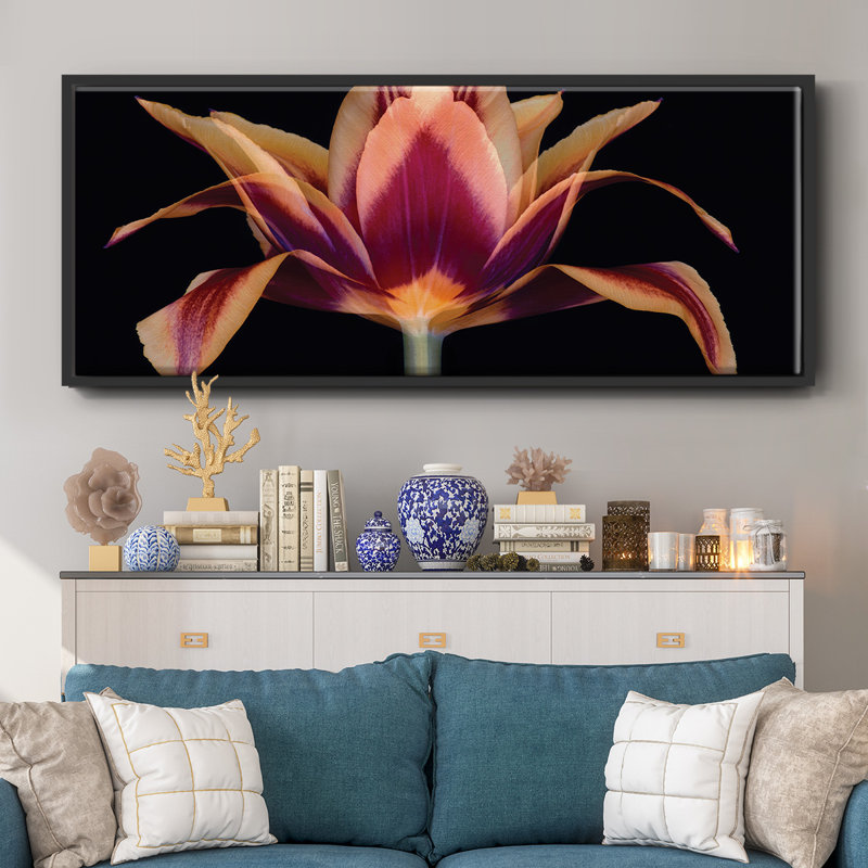 Red Tulip- Framed Canvas, 12" H x 30" W