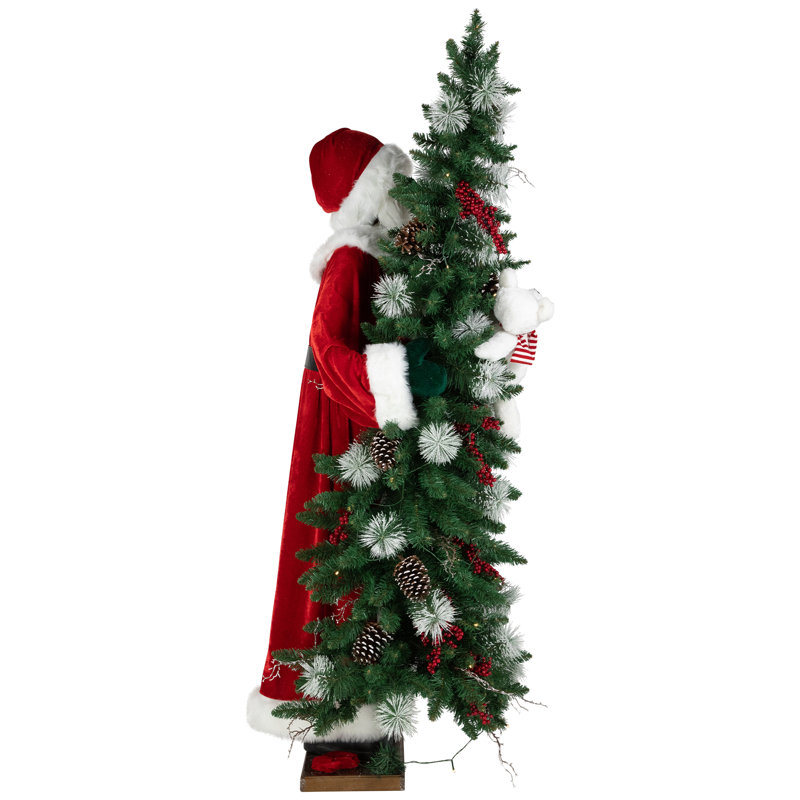 Décoration de Noël père Noël avec ours polaire et arbre pré-éclairé - 5,5 pi