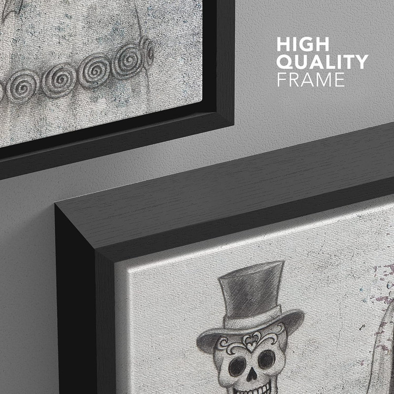 Moody Skull, mariage gothique, crâne de couple, œuvre d'art sur toile encadrée, H 24 po x l 16 po x P 1,5 po