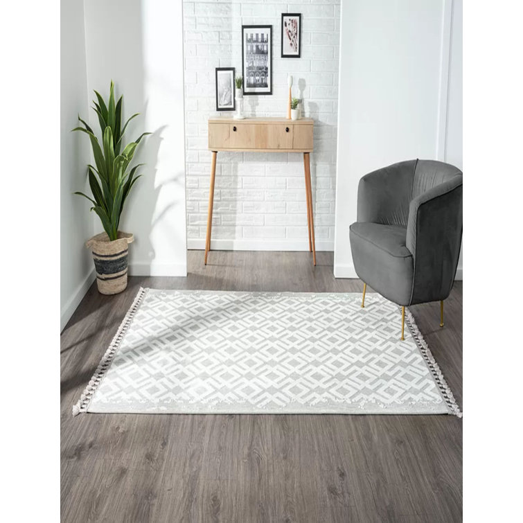 Geometric Machine Woven Cotton/Polyester Area Rug in Gray Foundry Select Rug Size: Rectangle 6'5 x 9'5