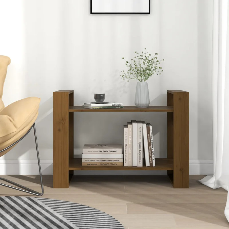 Irek Book Cabinet/Room Divider Solid Wood, 56.5cm H x 80cm W x 35cm D, Honey Brown