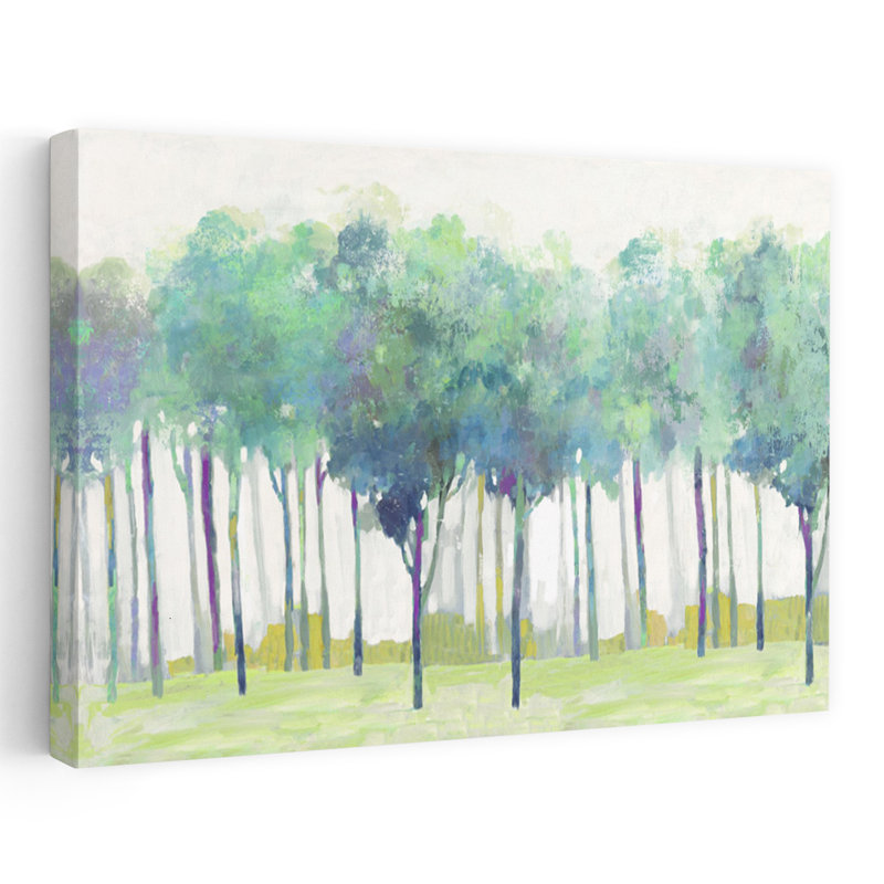 Arbre bleu sarcelle, paysage, forêt, peinture, art impressionniste, art contemporain, H 36 po x l 24 po