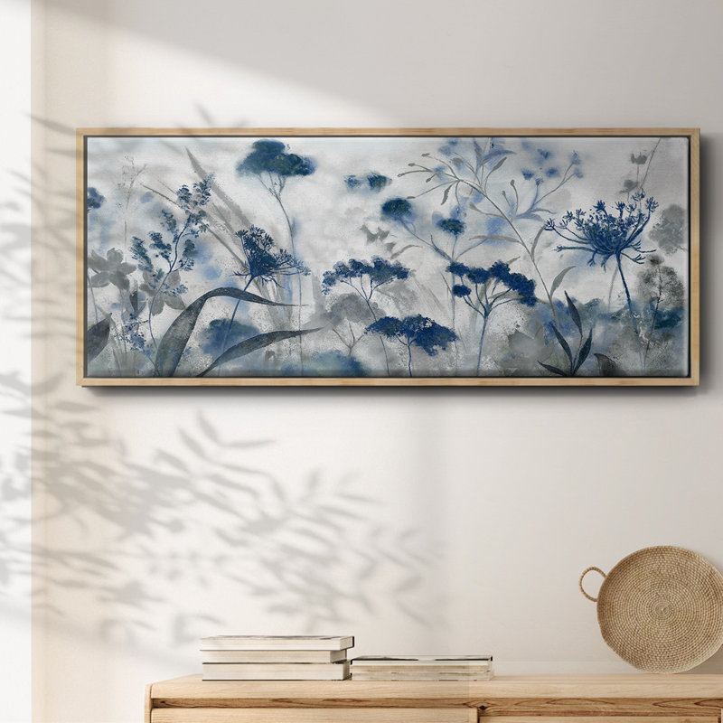 Inky Indigo- Framed Canvas, 20" H x 50" W