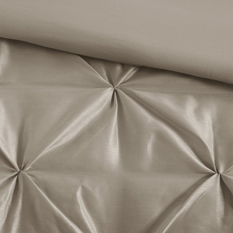 Elegant 7-piece Taupe Bedding Set, Hypoallergenic Polyester Comforter For Modern Bedrooms