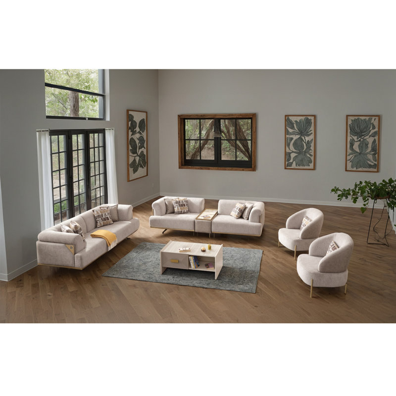 Ensemble de salon 4 pièces Urak, Beige