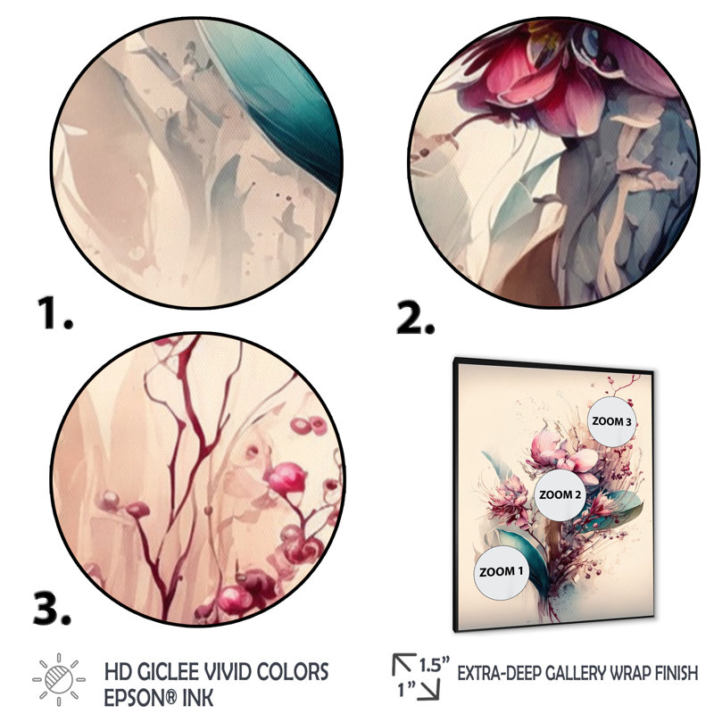 «Celina Orchid Floral Design II», reproduction sur toile, Impression noire sur toile encadrée, H 20 po x l 12 po x P 1 po