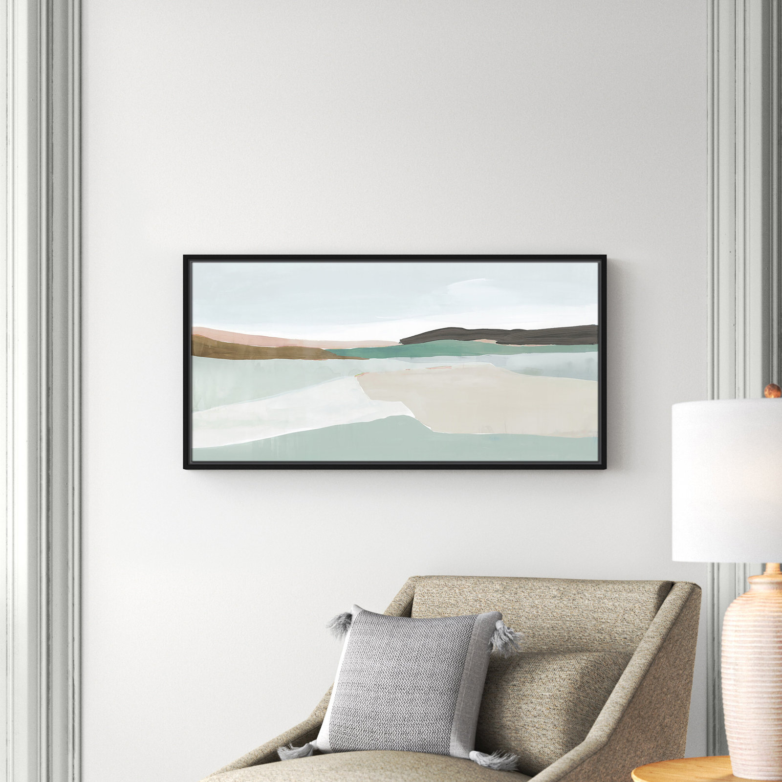 Ali "Sole of the Land I" Painting, 19.5" H x 37.5" W, Black