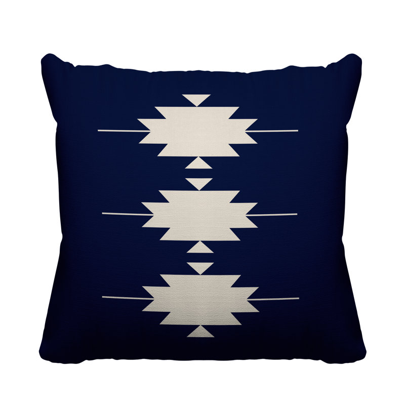 Coussin intérieur / extérieur Sike Southwestern, Bleu marine, L 15 po x H 15 po