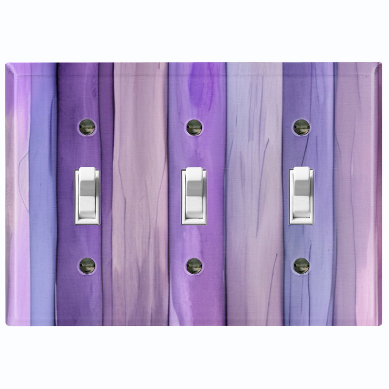 Metal Light Switch Plate Outlet Cover (Purple Wood Tree Bark Print - Triple Toggle)