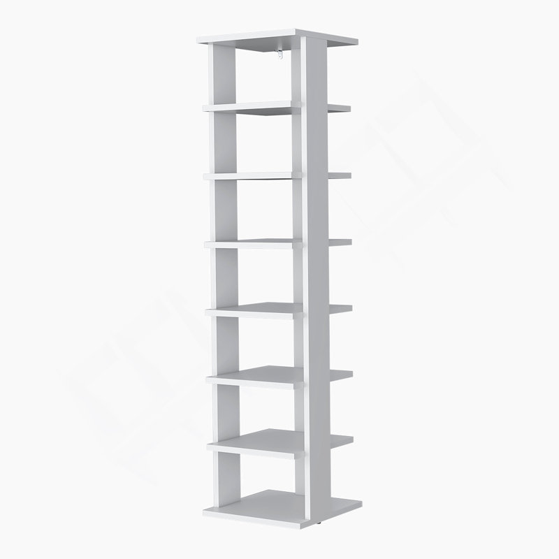 Grey Walnut 7-Tier Tall Vertical Shoe Rack, White