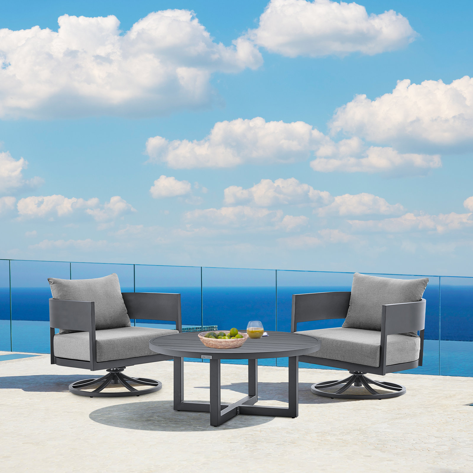 Chaker 42'' Aluminum Outdoor Coffee Table, Gray