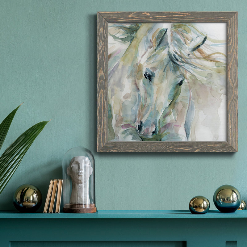 Soft Bay II - peinture sur toile encadrée, H 27,5 po x l 27,5 po x P 1,5 po, Encadré gris