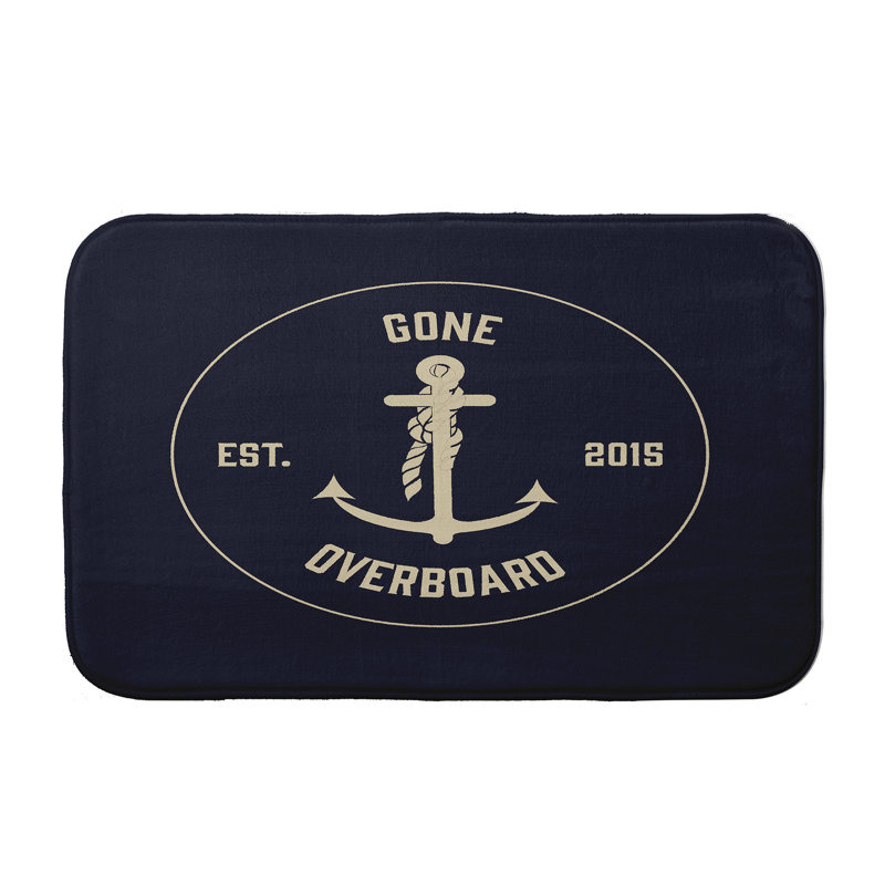 Emily Non-Slip Bath Mat, 21" W x 34" L, Navy